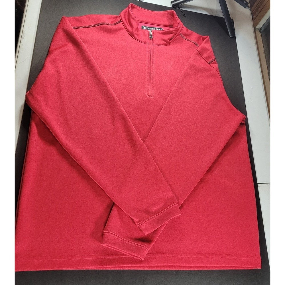 Pebble Beach Golf Performance Mens M Red Gray 1/4 Zip Pullover 2 Pack